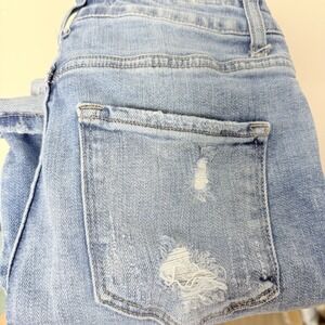 Flying Monkey Women's High Rise Ankle Skinny Distressed Stretch Blue Jeans Sz 24